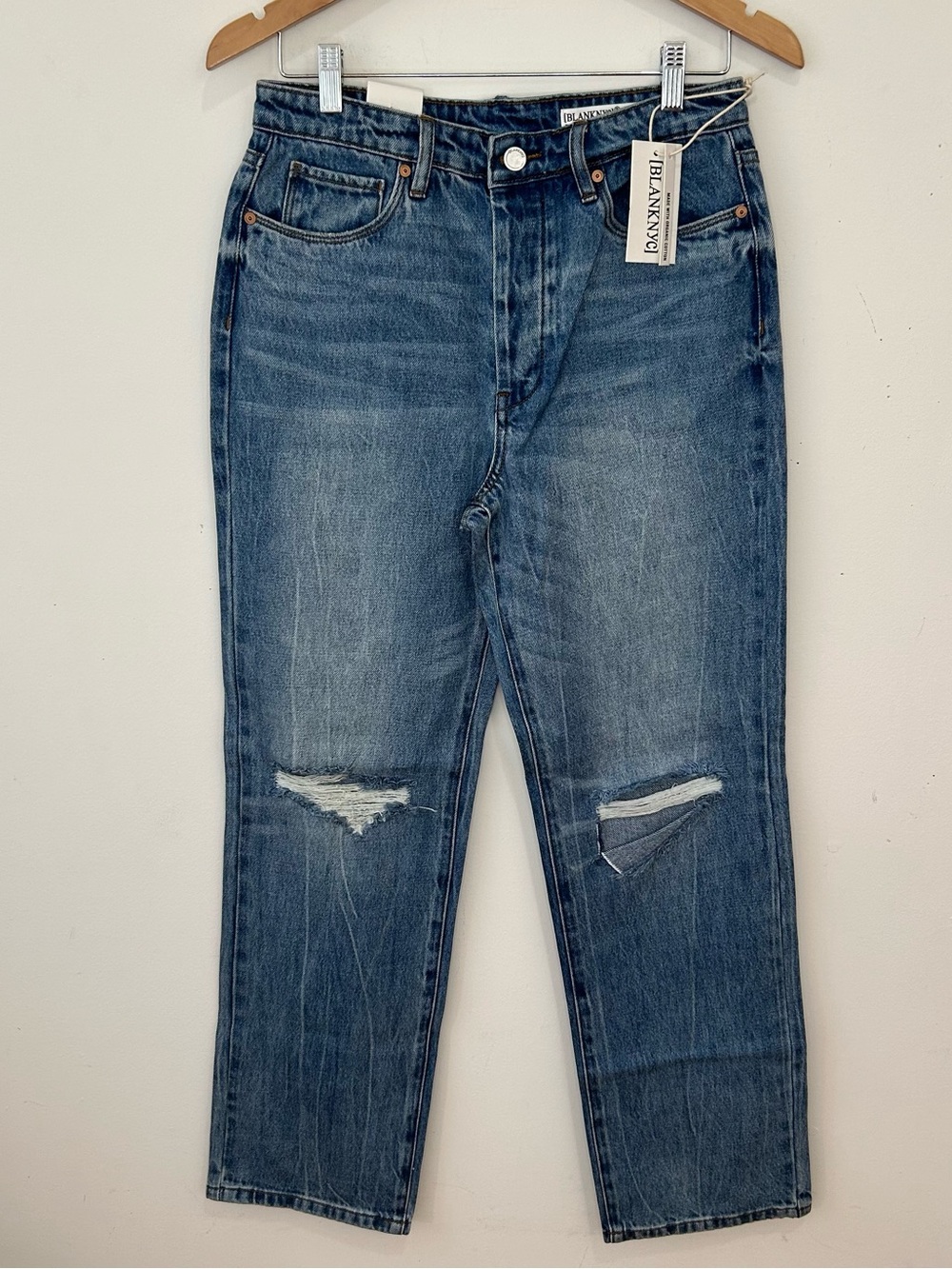 Blank NYC The Howard Mid Rise Loose Fit Blue Jeans Women's Size 27 Straight New